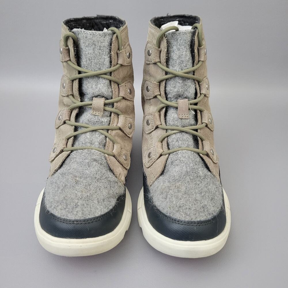 Sorel Explorer II Joan Felt Womens Size 9 WP Winter Boots Gray Black Lace Combat - Picture 4 of 10